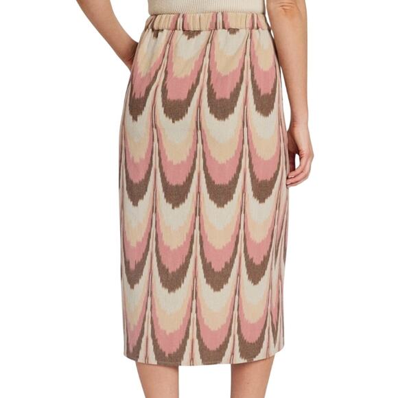 NWT Faherty Pink and Brown Buttoned Patterned Midi Skirt - Picture 8 of 8